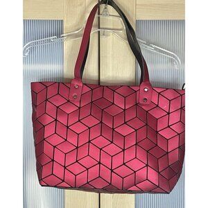 Patrizia Luca Milano Tote Bag Geometric Chevron Purse Modern Art Medium Red